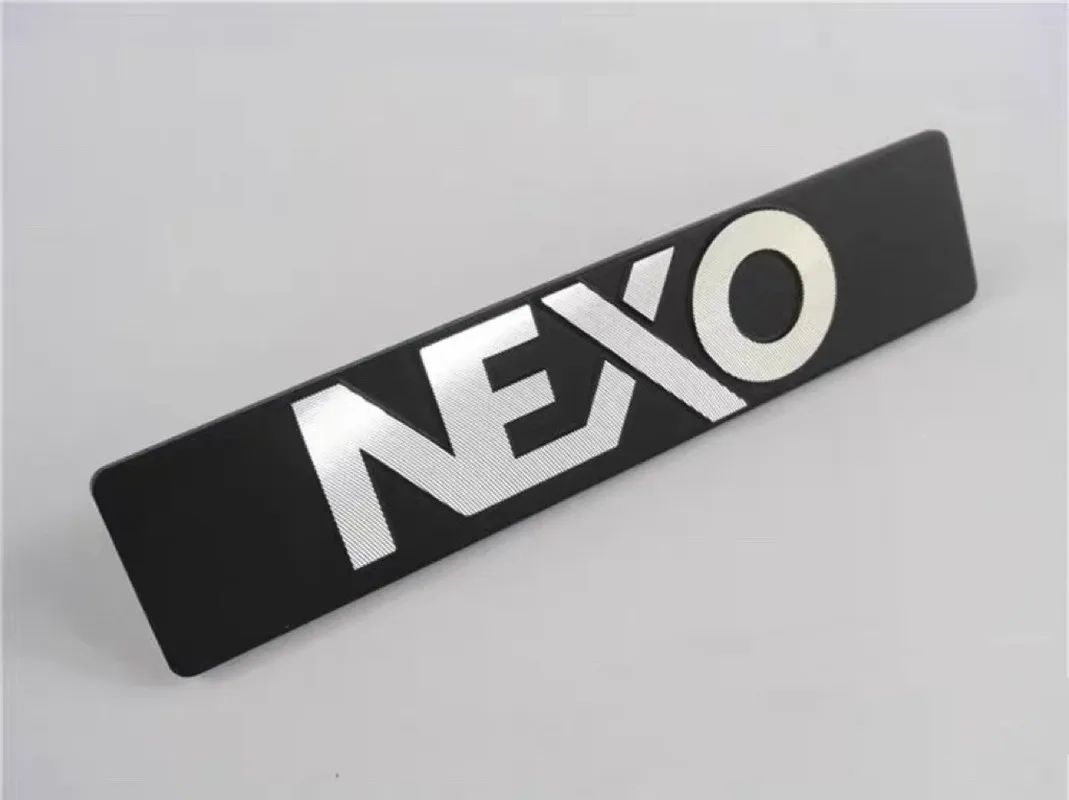 NEXO 범용 금속 알루미늄 간판 사인, OEM 로고 명판, 오디오 앰프 스피커 확성기 경적