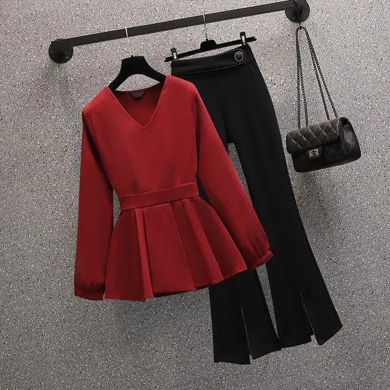 

Summer New Elegant Women's Pants Set Chiffon Coat Black Wide Leg Pants Two-piece Comfortable Sports Suit Female Tracksuit F248