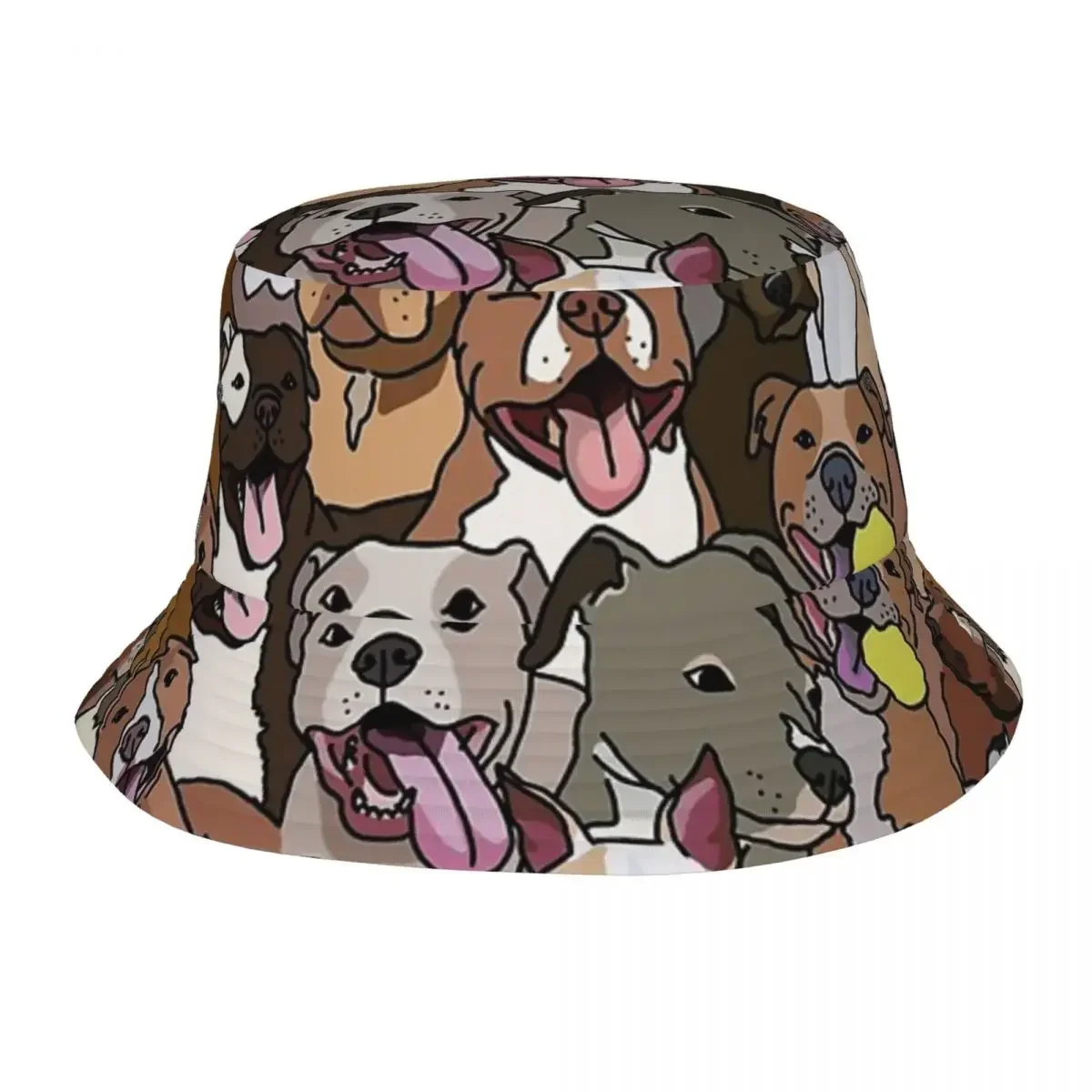 Pitbull Dog Pattern All The Mutts Bucket Hat Panama For Kids Bob Hats Outdoor Hip Hop Fisherman Hats For Summer Unisex Caps