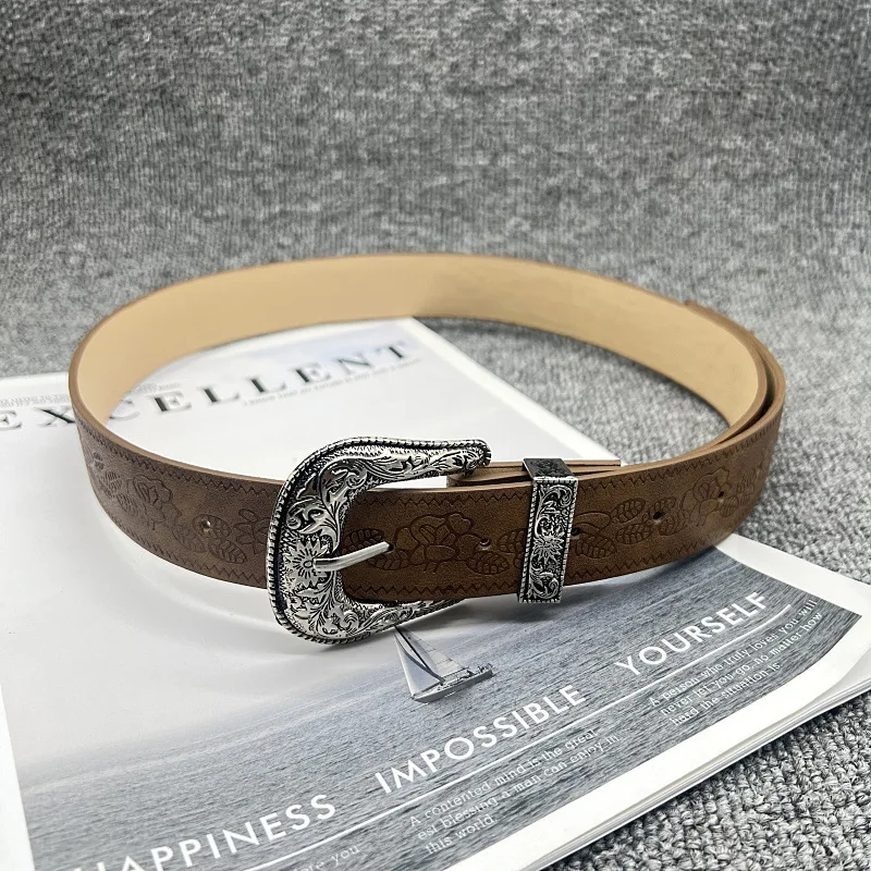 

Коричневые широкие ремни в американском стиле ретро Y2k, летние универсальные ремни для девочек в сочетании с джинсами