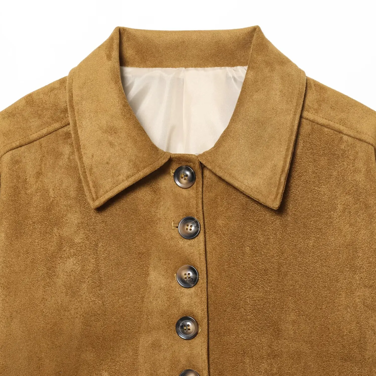 패셔너블한 스웨이드 코트 여성용 가을 겨울 신상품 단추형 심플 슬리 폴리에스터 섬유 롱 코트