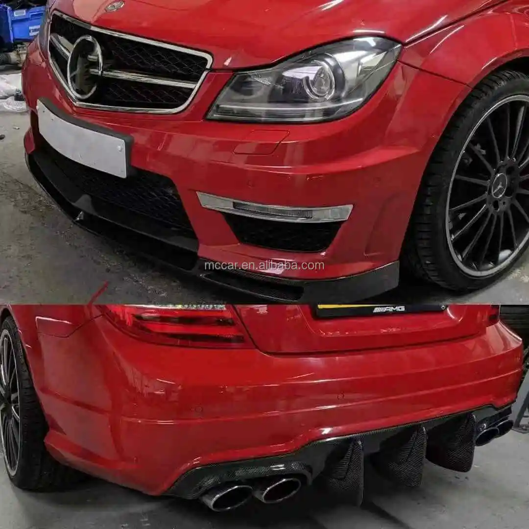 High Quality C63 AMG Front Lip Side Skirt Diffuser For Mercedes Benz W204 C63 Carbon Fiber Body Kit