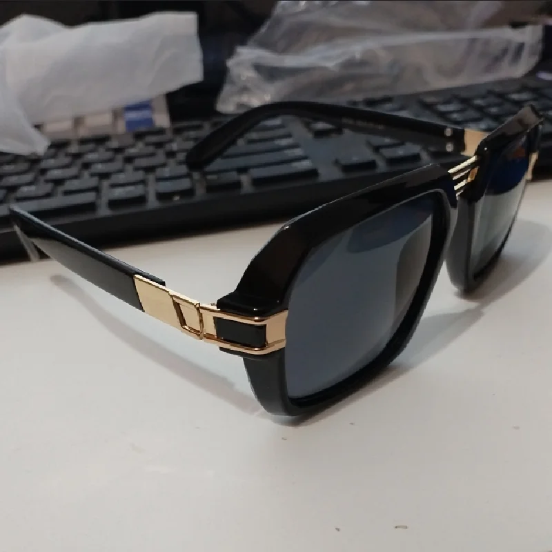 

KAPELUS Metal frame dark green lens square half - frame sunglasses women Fashion alloy wrap rimmed luxury glasses men's black