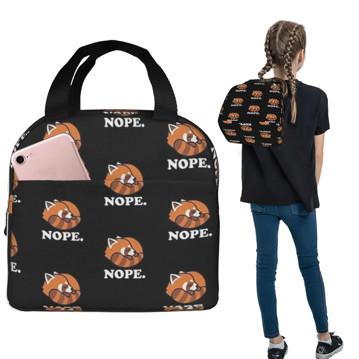 

Термосумка для обедов с изображением красной панды для женщин и детей, герметичная сумка для еды, термосумка-тоут