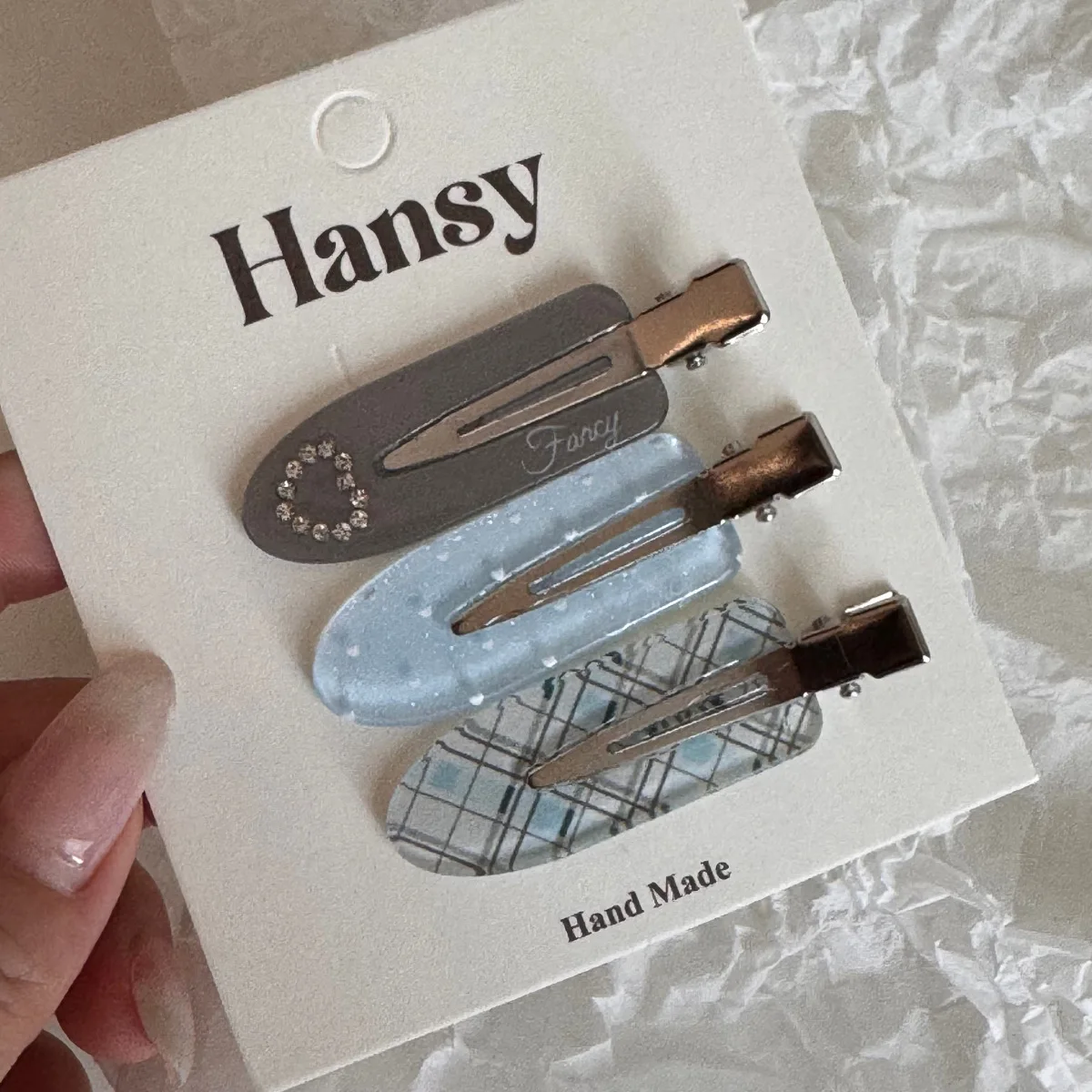 3-teiliges Set mit niedlichen, süßen, einfarbigen Haarspangen im Karomuster, handgefertigte Mini-Entenschnabel-Haarspangen, modische Haar-Accessoires für den Alltag für Frauen – Detail 5