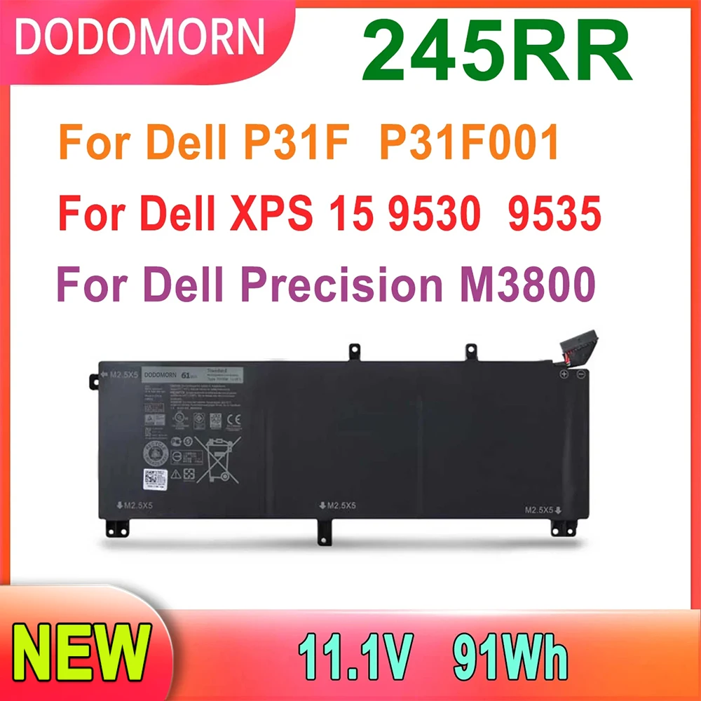 DODOMORN 245RR Laptop Battery For Dell P31F P31F001 For XPS 15 9530 9535 For Precision M3800 Replace parts T0TRM H76MV TOTRM