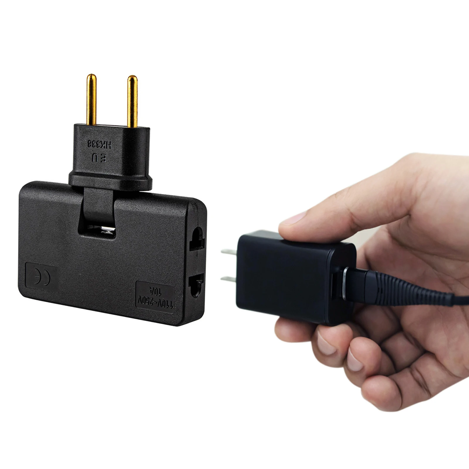 หมุนปลั๊ก EU Converter 3 In 1 Rotatable Outlet Extender 180องศาปลั๊ก Mini Mini Slim Wireless Outlet อะแดปเตอร์