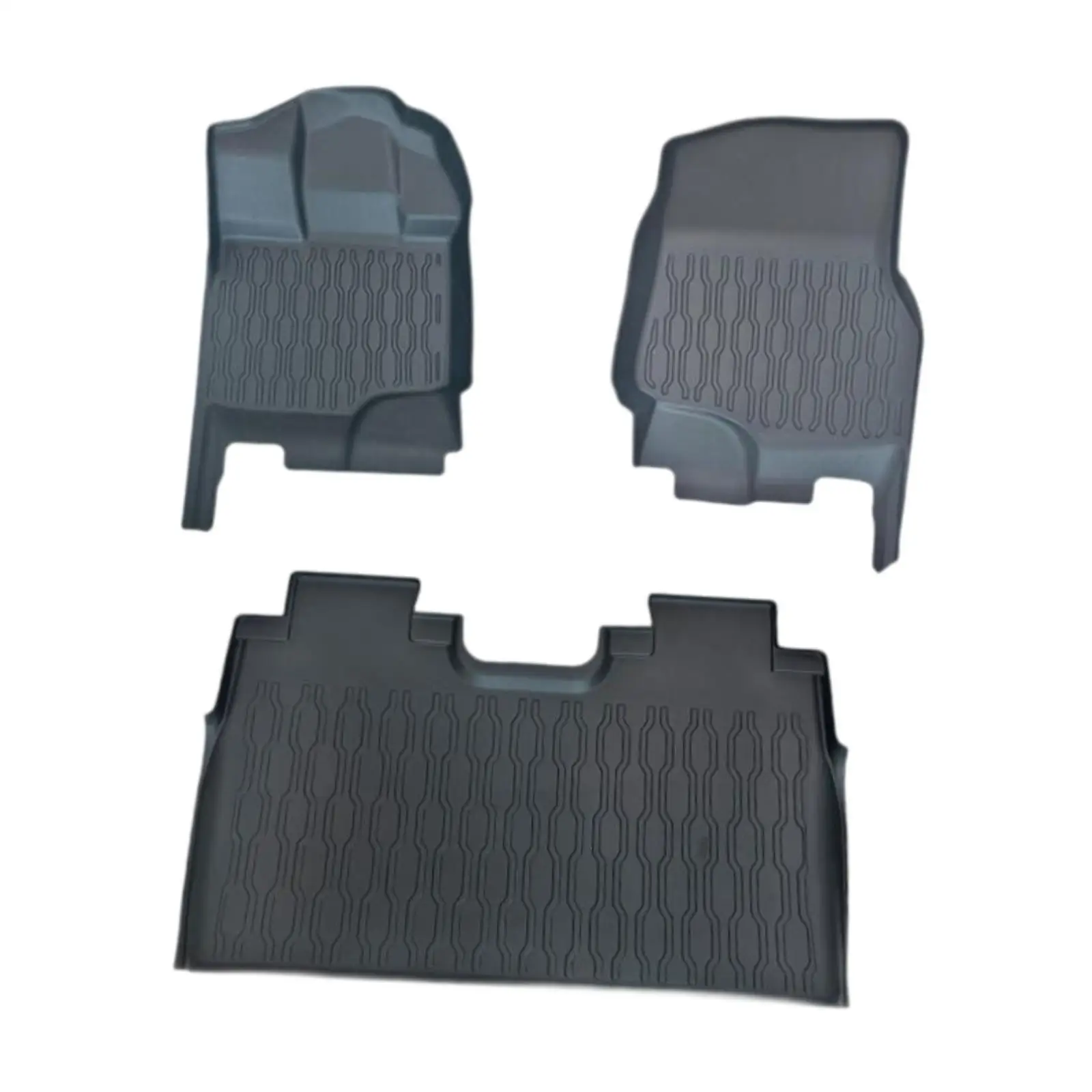 3Pcs Floor Mats Set Black Accessory Front and Rear for Ford F-150 2015-2022 Easily Install Anti Slip Lightweight Waterproof