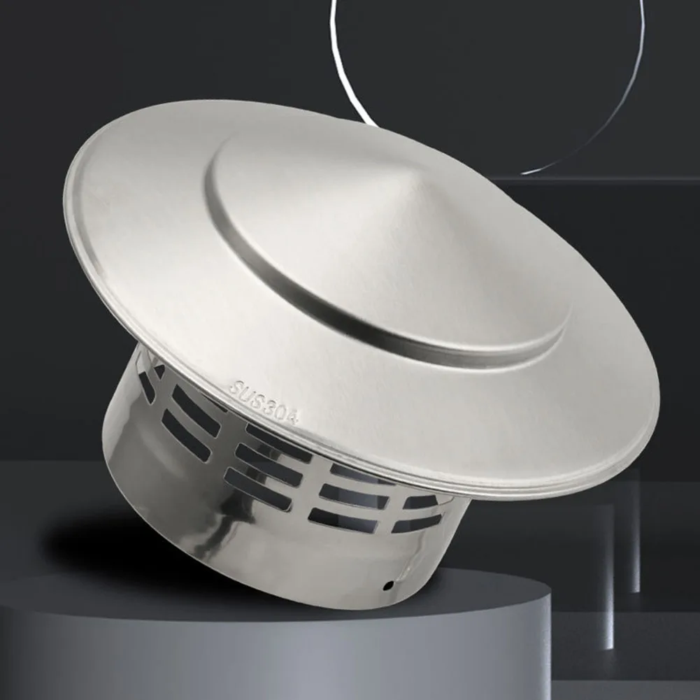 110mm 160mm Stainles Steel Chimney Cap Exterior Wall Fresh Air Outlet Roof Pipe Exhaust Hood Insect-proof Chimney Cap
