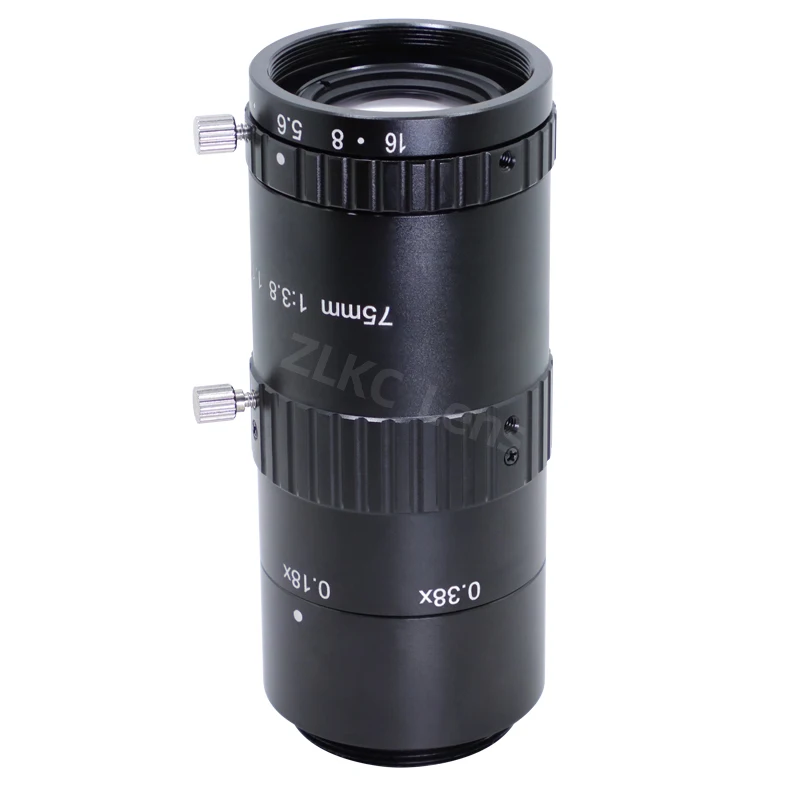 12MP Macro Lens 75 mm Fixed Focus 1.1 Inch FA macro Industrial Camera F3.8 C Mount Lens for HD Machine Vision Cameras