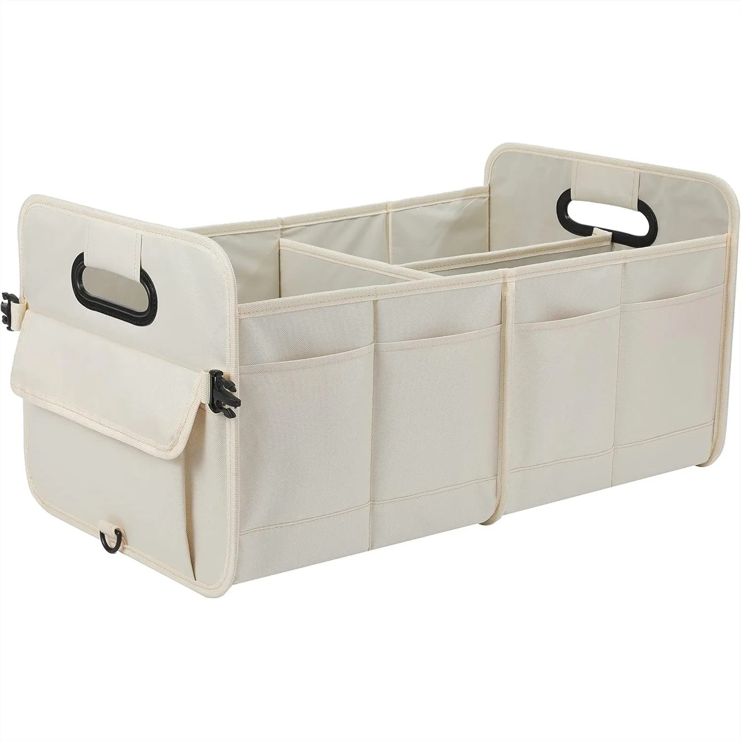 

Car Trunk Organizer Collapsible Multi Compartment Storage for SUV, Waterproof 600D Oxford, Adjustable Straps Beige