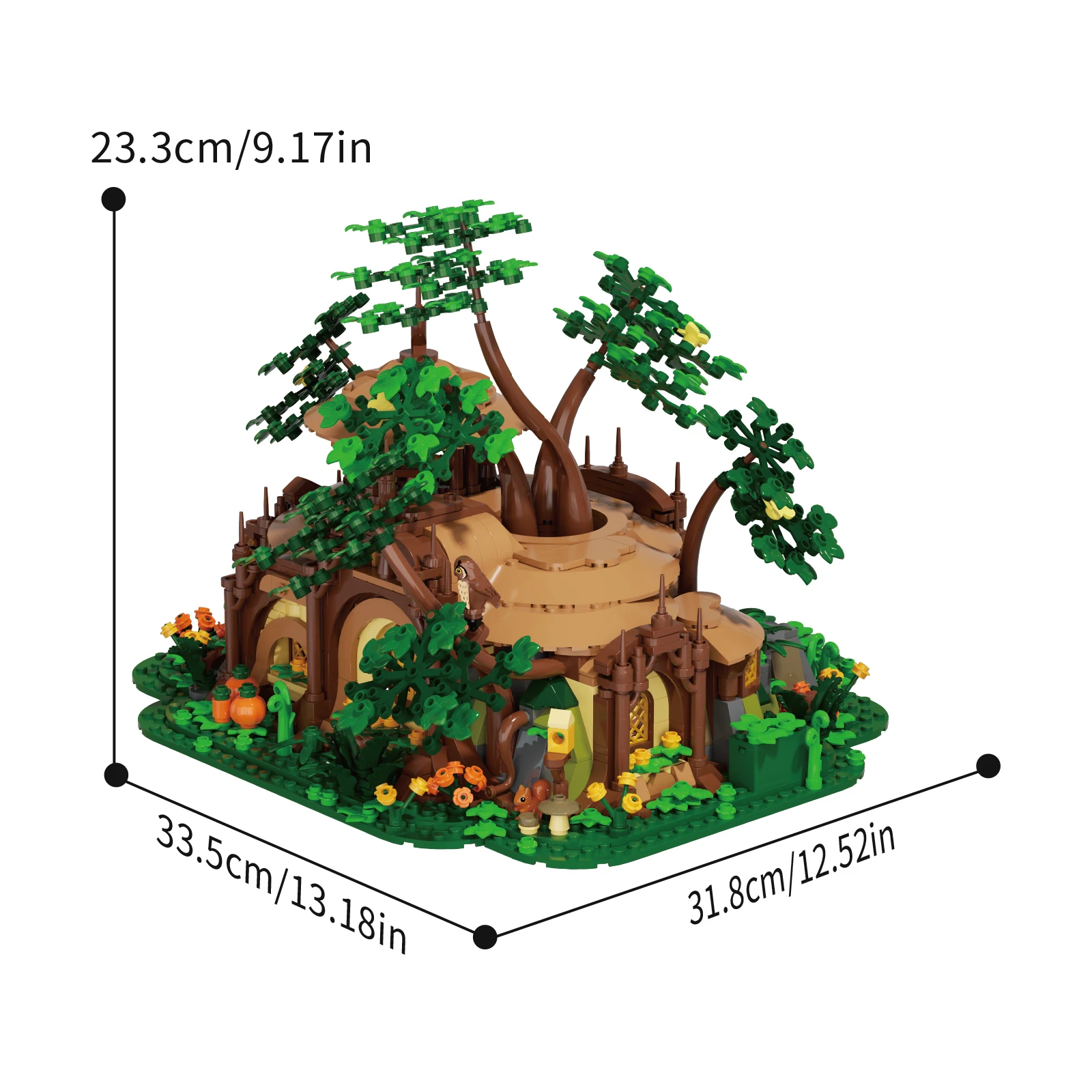 1854PCS Light-up Forest Castle Building Model MOC Building Blocks Toy Set, Toy Ornament, Educational Toy, Kids Birthday Gift