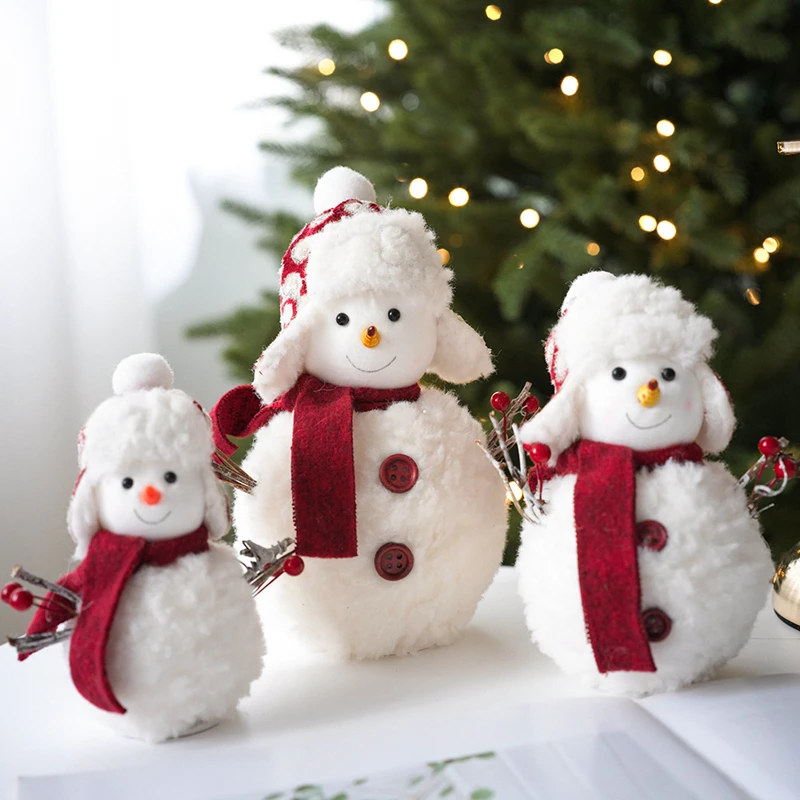 

Cute Plush Christmas Snowman Doll Ornaments Merry Christmas Decoration for Home New Year Party Pendant Kids Gift Favors