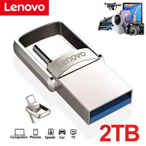 Pendrive Lenovo 2TB USB OTG Metalowy USB3.0 Pen Drive Key 1TB TypeC Oryginalny Memory Stick 128GB Mini Flash Drive 512GB Do telefonu PC