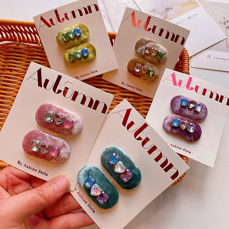 

Винтажные бархатные овальные заколки для волос со стразами, детские заколки для челки, теплые зимние аксессуары для волос для девочек, для повседневного использования и вечеринок