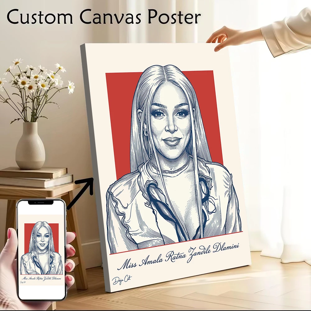 

Doja Cat Portrait Poster Customizable Printed Canvas Painting for Pictures Wall Art Home and Decoration Decorative Picture Room