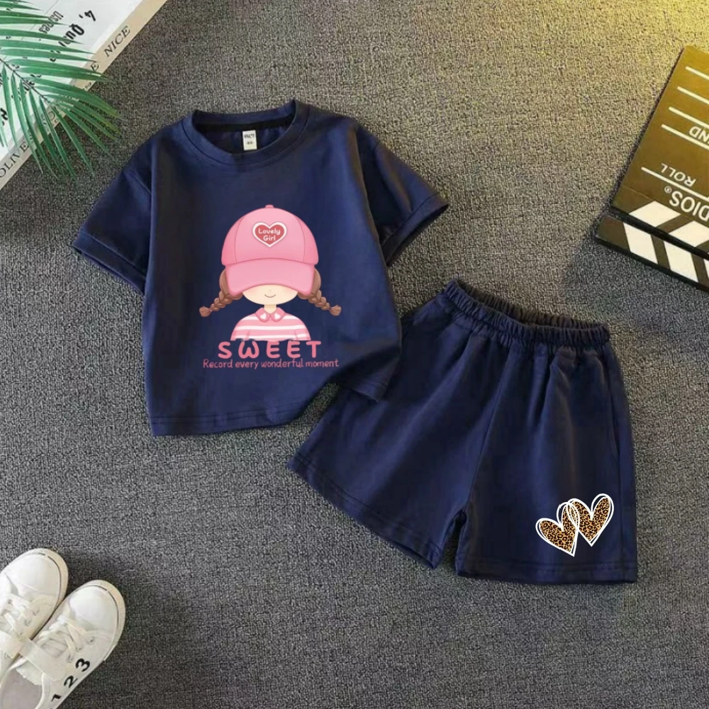 Summer Baby Clothes Set Kid Girls Cartoon Printed Short Sleeve T-Shirts Top And Shorts Bottom 2 Pieces Suit Children Tracksuits image 3