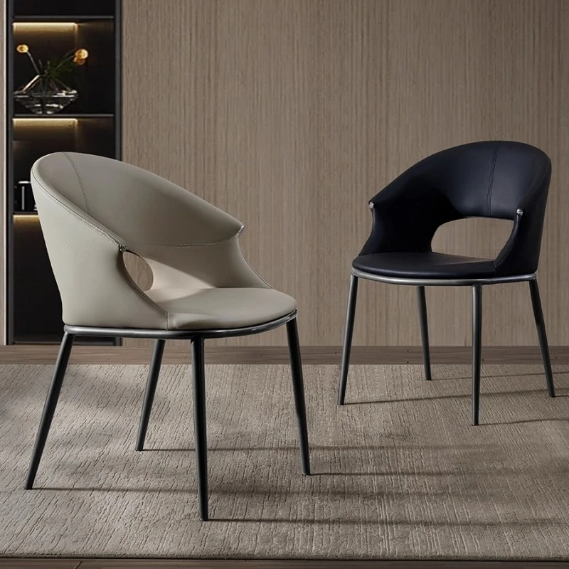Designer Dining Chair Italian Luxury Metal Legs Upholstered Seat Backrest Home Use