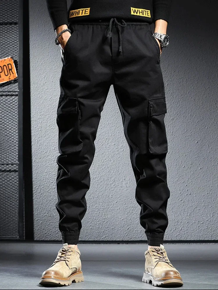 

Cargo Pants Men's original spring and autumn hip-hop loose drawstring casual pants Korean version of the trend of binding boys w