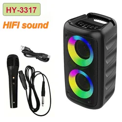 HY-3317 Caixa De Som Home Theater Wireless Bluetooth Speaker with Wired Mic HIFI Stereo Subwoofer Support U Disk TF Card AUX