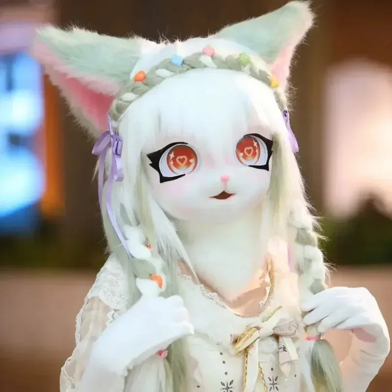 Меховой костюм, гарнитура кигуруми, пушистый костюм для косплея, пижама с хвостом, Comisetx, пушистая кукла, кот, костюм животного #   1 #     В.