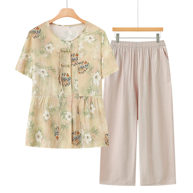 

Women's Comfortable Soft Casual 2-piece Set 2026 New Tshirt + Pants Home Minimalist Vacation Summer Loose Plus Size Set