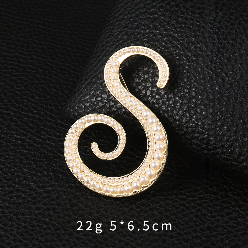 Plated Jewelry Gifts for Women Girls or Mom Simulated Pearl Letters Initial Pin Brooch in Gold Color