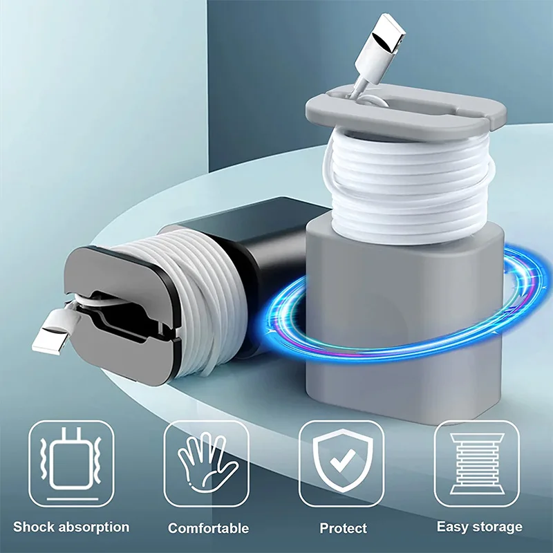 2 In 1 Silicone Charger Protector Data Cable Winder Anti-Break Protection Universal Cable Suitable for Iphone 14 13 Charger