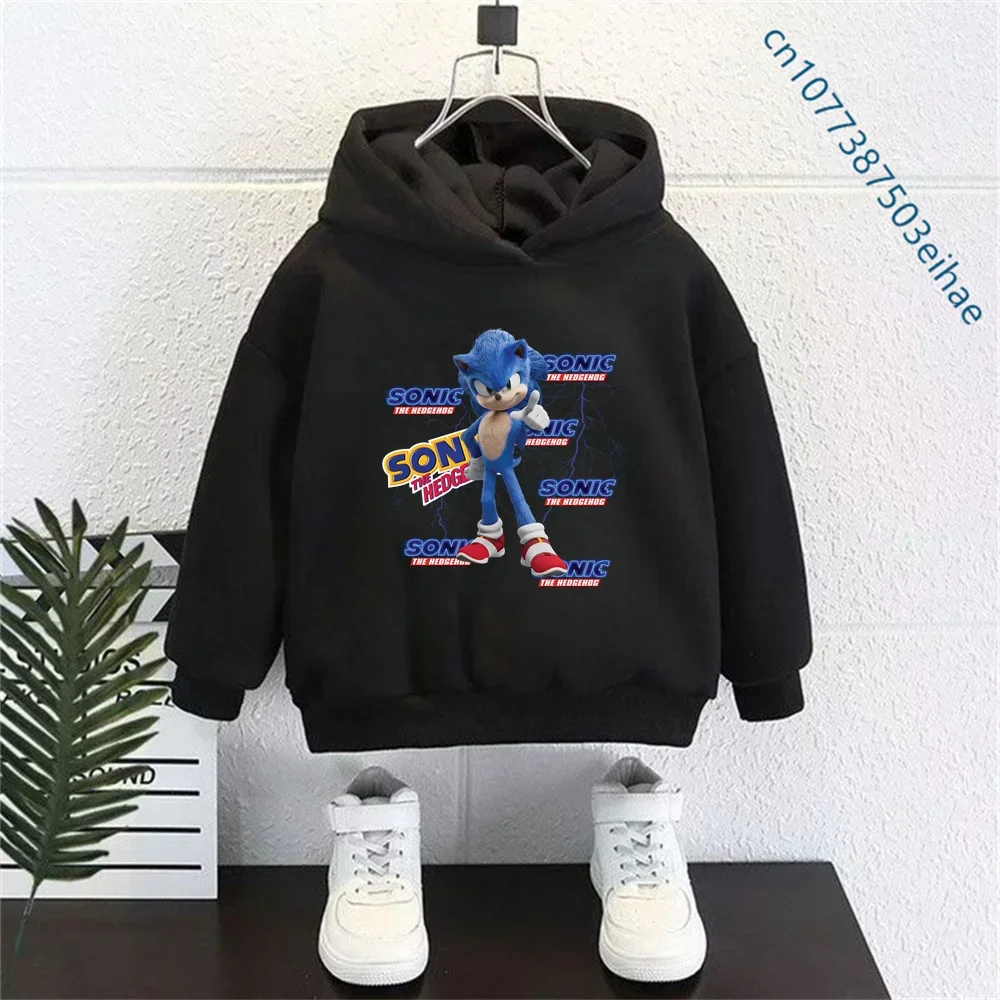 Sonic Anime Children's Sport Hooded Shirt in Y2K Style, Trendy for Boys and Girls, Casual and Versatile Baby Outdoor Jacket