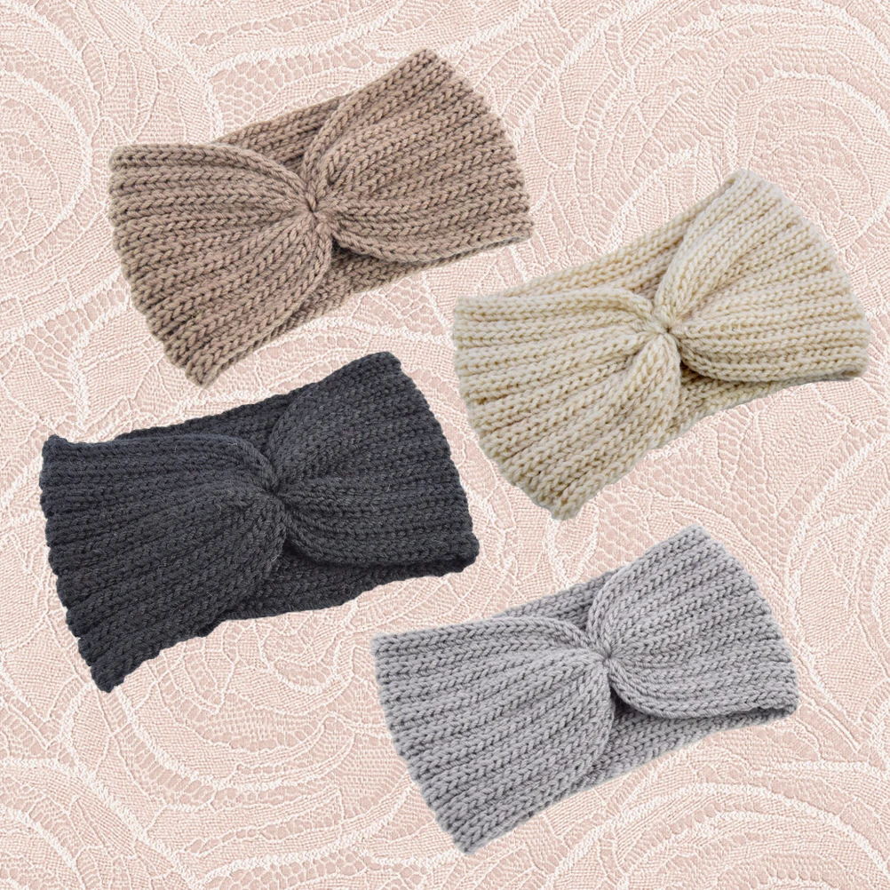

4pcs 12X21Cm Knitted Wool Headbands For Women Handmade Warm Ear Protection Hair Band Foldable Winter Accessory Bohemia Style