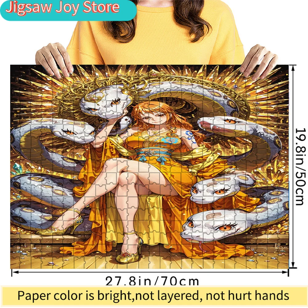 

One Piece Nami Golden Snake Throne Scene Art Paper Jigsaw Puzzle, Orange-Haired Navigator Anime Character, Collectible Gift for