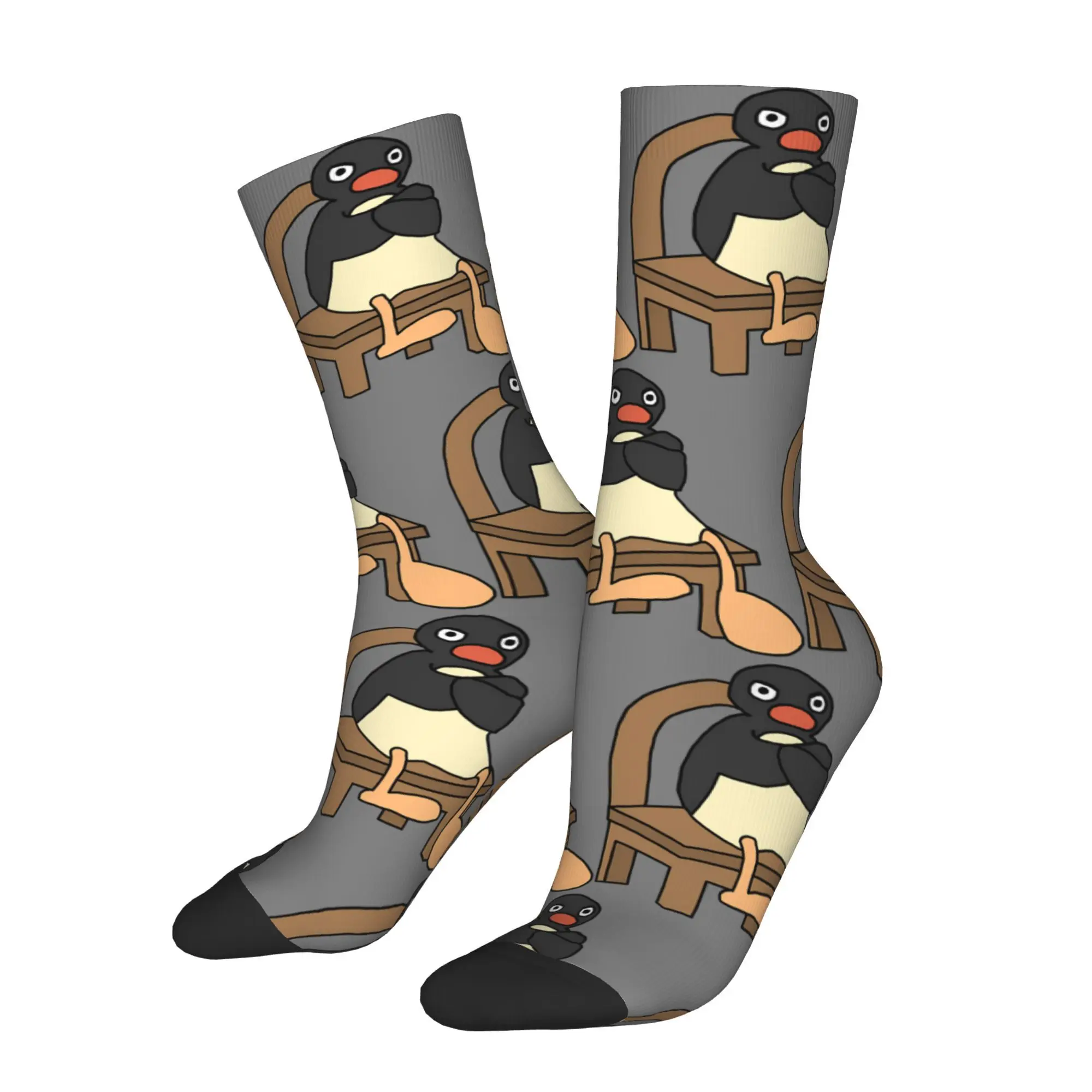 Funny Happy Men's Socks Penguin Pattern Retro Harajuku  Hip Hop Casual Crew Sock Gift Pattern Printed