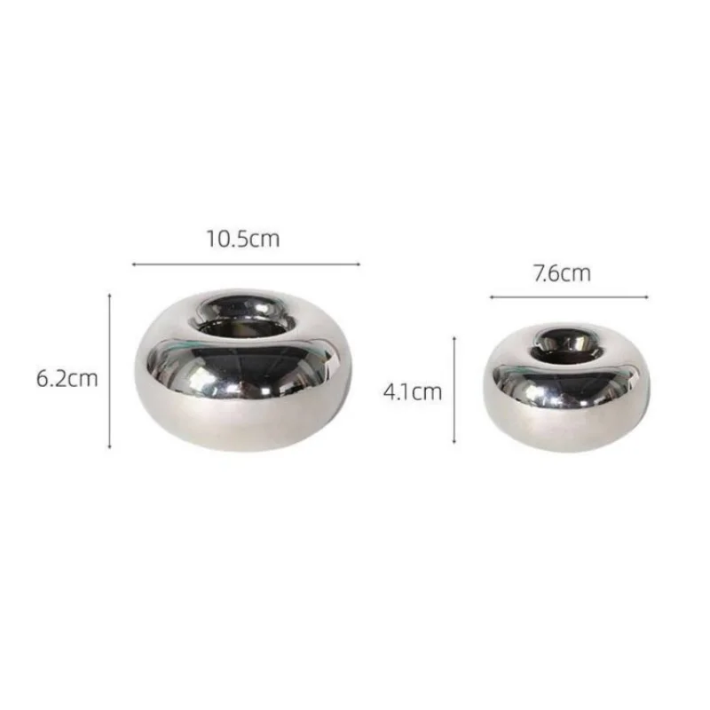 Silver Ceramic Candle Holder Round Doughnut Candlestick Scented Candle Stand Candle Stick Holder Home Decoration Accessories
