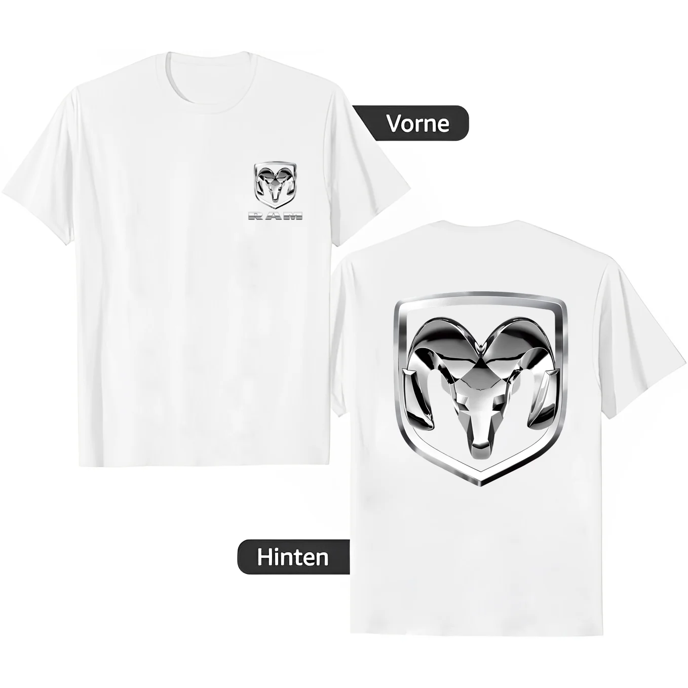 تي شيرت رجالي بشعار دودج رام من JH Design بأكمام قصيرة