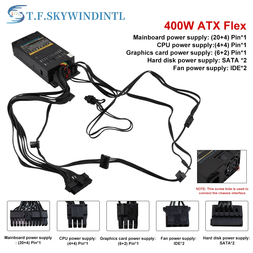 Flex 400W PSU Active PFC 400W ATX Flex Full Modular Power Supply for POS AIO system Small 1U (Flex ITX) Computer Power Supply