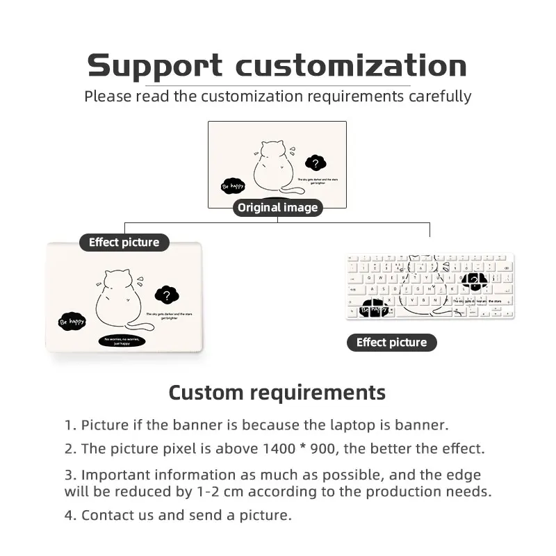 DIY Black Cat Laptop Sleeve Case Cute Macbook Hard Shell keyboard Cover For Macbook Air13 A2337 A2338 Pro A2681 Waterproof Case