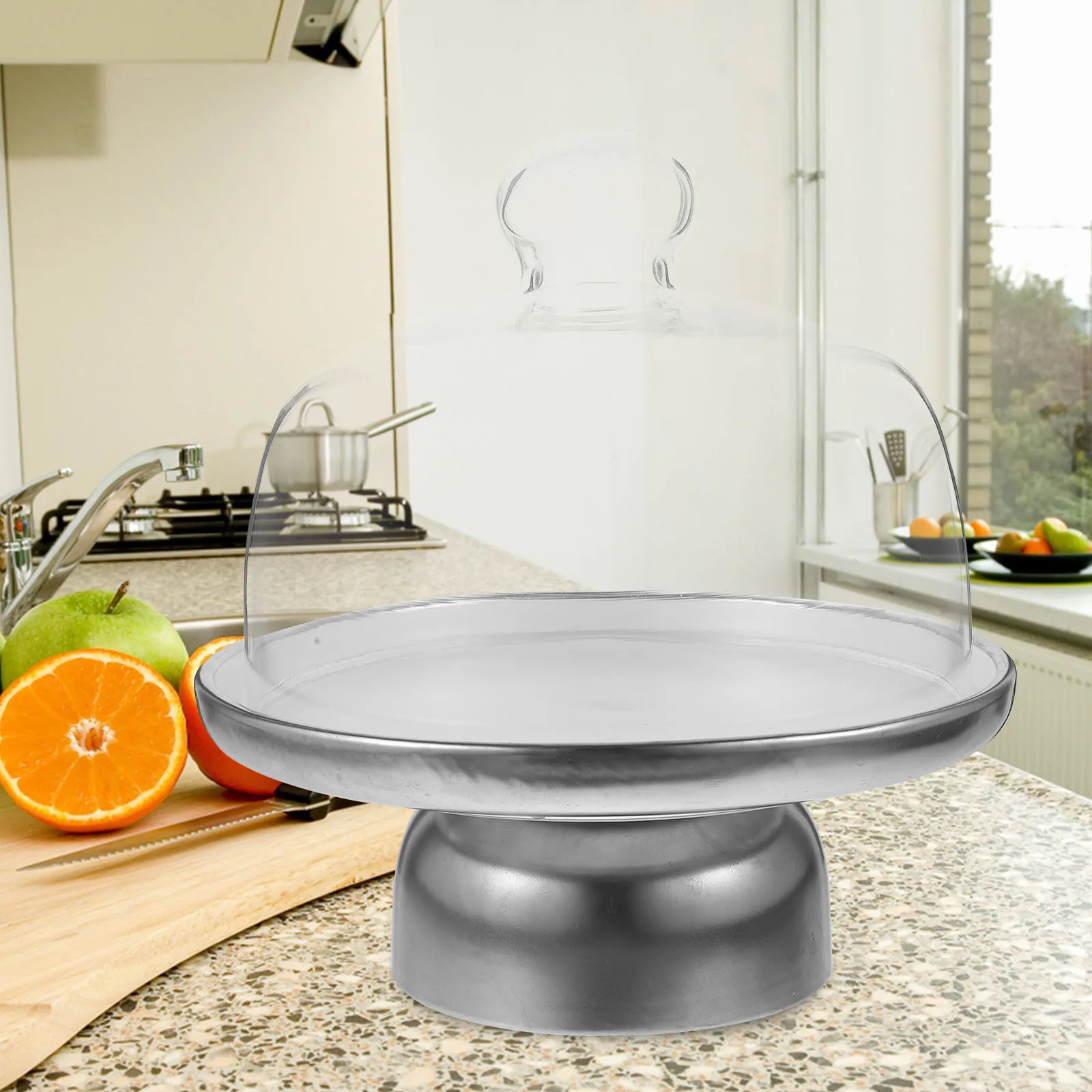 

Tall Fruit Cake Stand Ceramic Dessert Plate Tabletop Snack Tray Covered Cake Dome Ideal for Family Party Snack Display