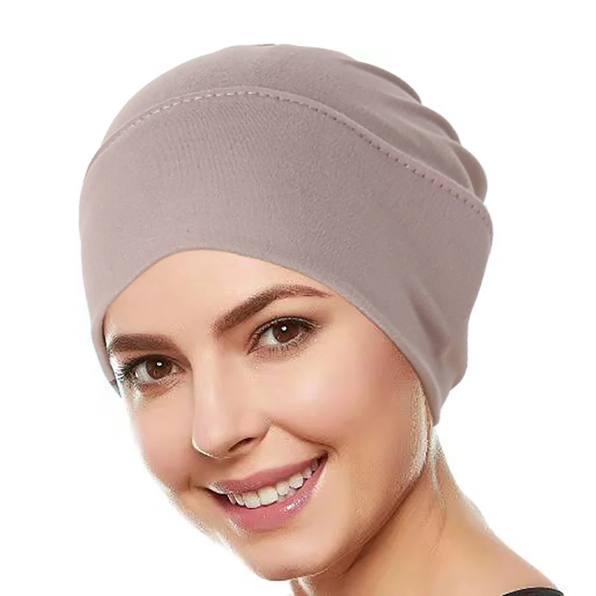 Ramadan Solid Color Women Muslim Hijab Caps Wrap Head Soft Elastic Turban Bonnet Chemo Cap Headdress Wearable