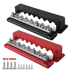 Car Terminal Block Negative copper Bus Bar 24V 600A Terminal Block 24V Power Distribution Block M10 Termianl for Automotive Boat