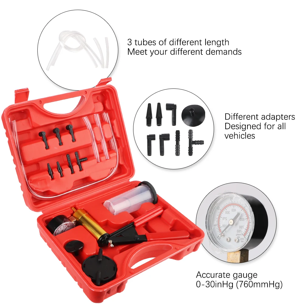 Kit de Bomba de Vácuo de Óleo Portátil Testador de Fluidos Automotivos Poderosa Ferramenta de Sucção de Óleo 2 em 1 Conjunto de Ferramentas de Reparação