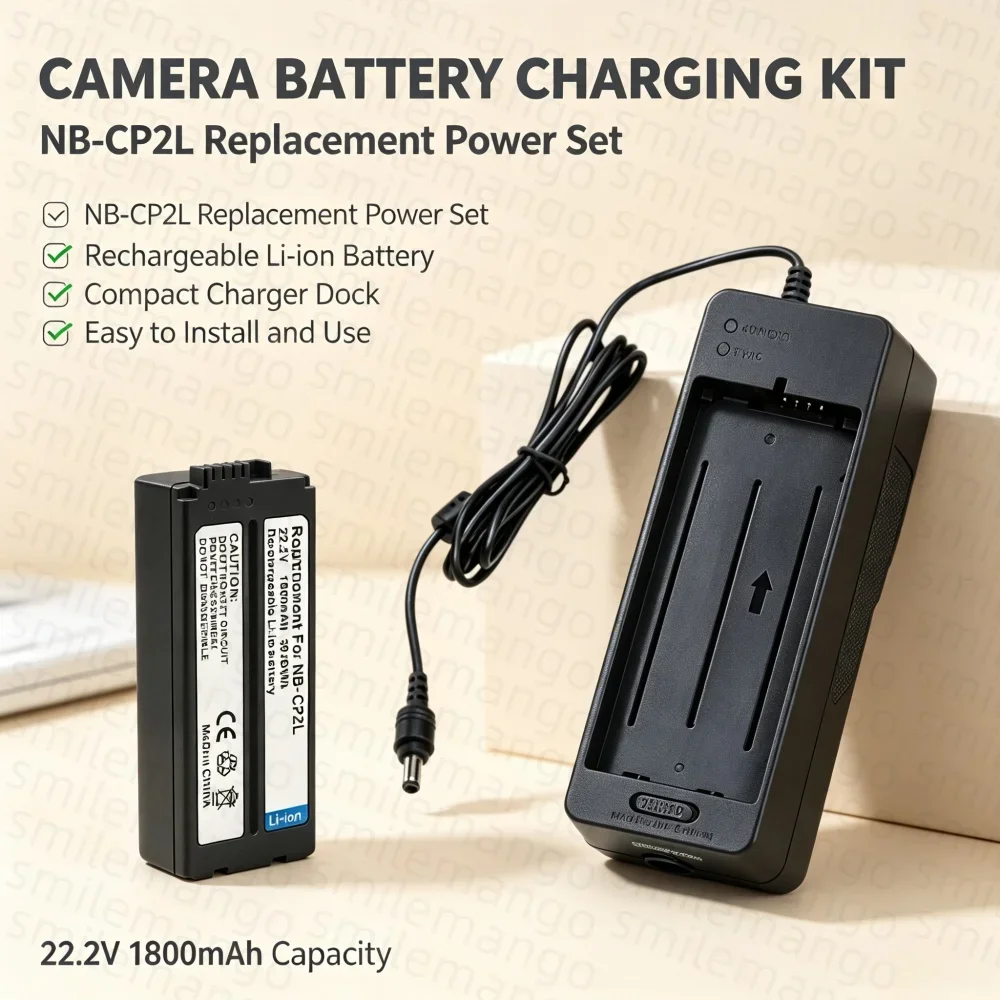 NB-CP2L Battery 1800mAh Rechargeable Batteries And Charger for Canon SELPHY NB-CP1L,CG-CP200 CP1500 CP1300 CP900 CP800