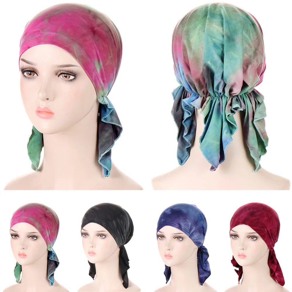 

New Fashion Print Chemo Cap Women Muslim Inner Hijab Turban Beanies Elastic Bonnet Cancer Hat Hair Loss Headscarf Wrap Headwear