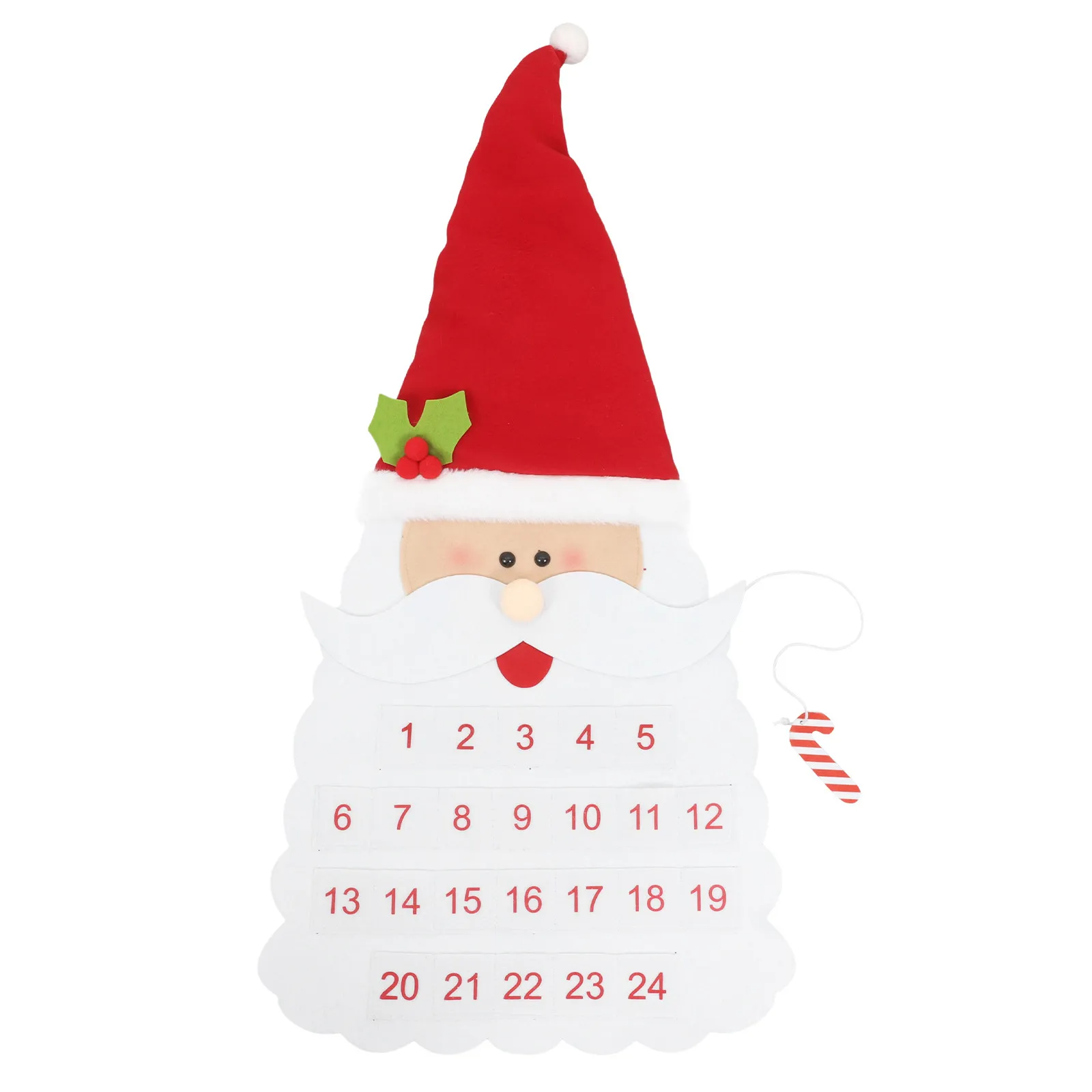 Santa Claus Themed 24-Pocket Felt Holiday Advent Calendar 2025 Hanging Wall Door Decoration Xmas Countdown Calendar for