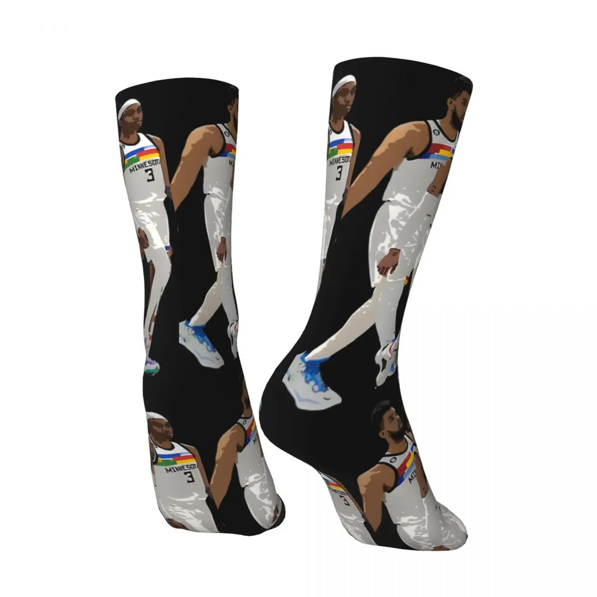 Funny Happy Wolves Five Men's Socks Retro Harajuku Anthony Edwards Hip Hop Novelty Seamless Crew Crazy Sock Gift Printed