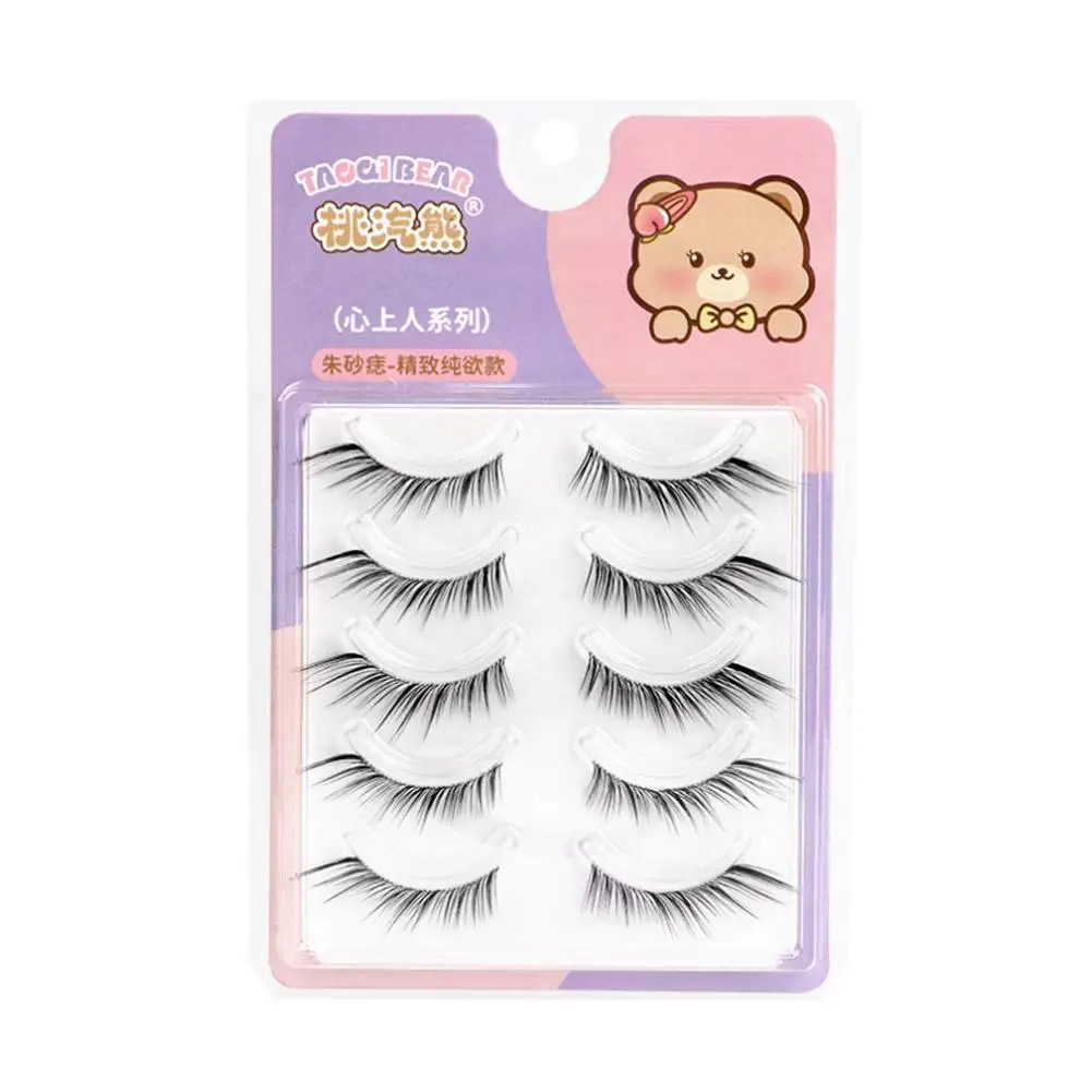 5 paia di ciglia finte curve per bambini, stile volpe segmentata naturale, simulazione di ciglia finte, trucco quotidiano per occhi a grappolo singolo