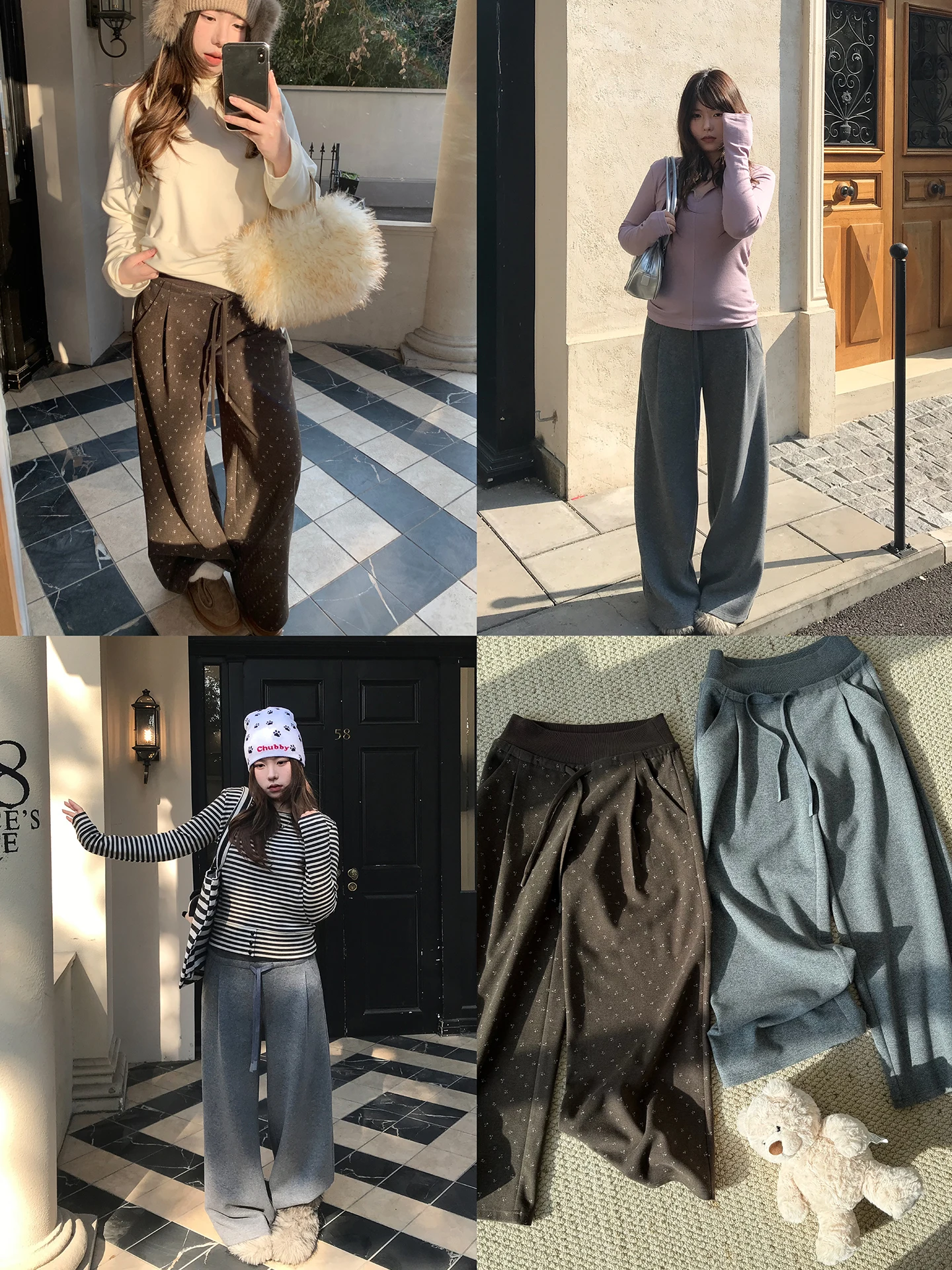 

Loose Wide Leg Pants Korean Sle Knitted Casual Commute Women's Straight Leg Trousers Vegetable Orbs Sloppy Stroll