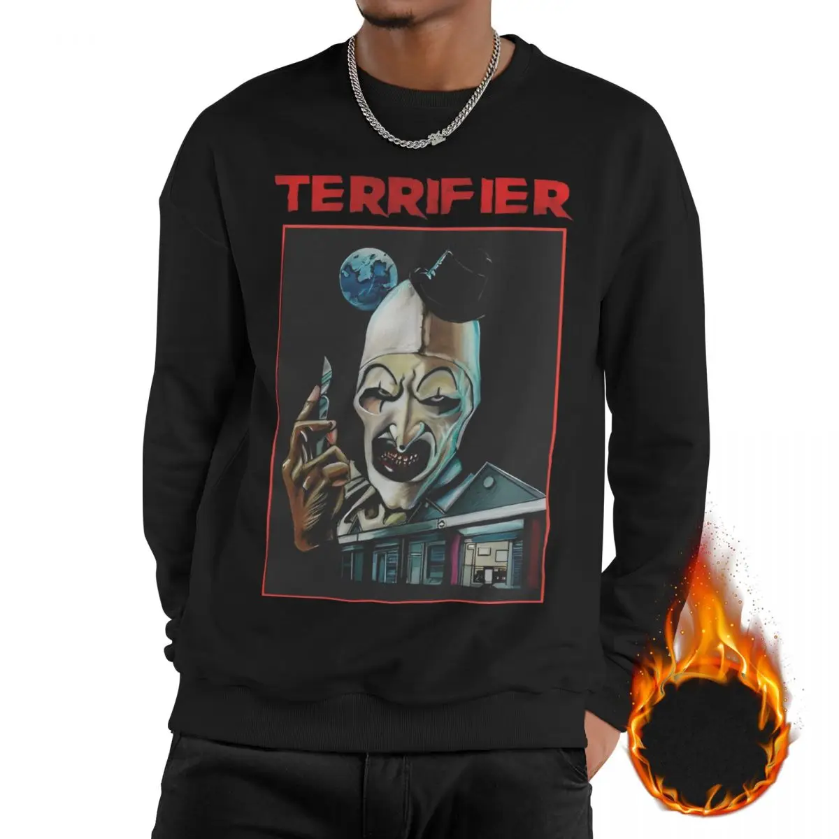 

Terrifier 2 Horror Movie Sweatshirt Fleece-Lined For Men Fashion Sweatshirts Graphic Print Scary Flim Long Sleeve Shirts Hoodie