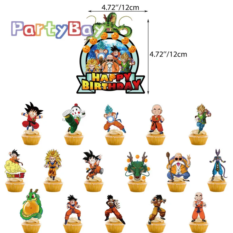 Cute Dragon Ball series Birthday Party dinnerware Disposable Banner Cake Topper Hanging Flag Dragon Balloons Birthday Decoration