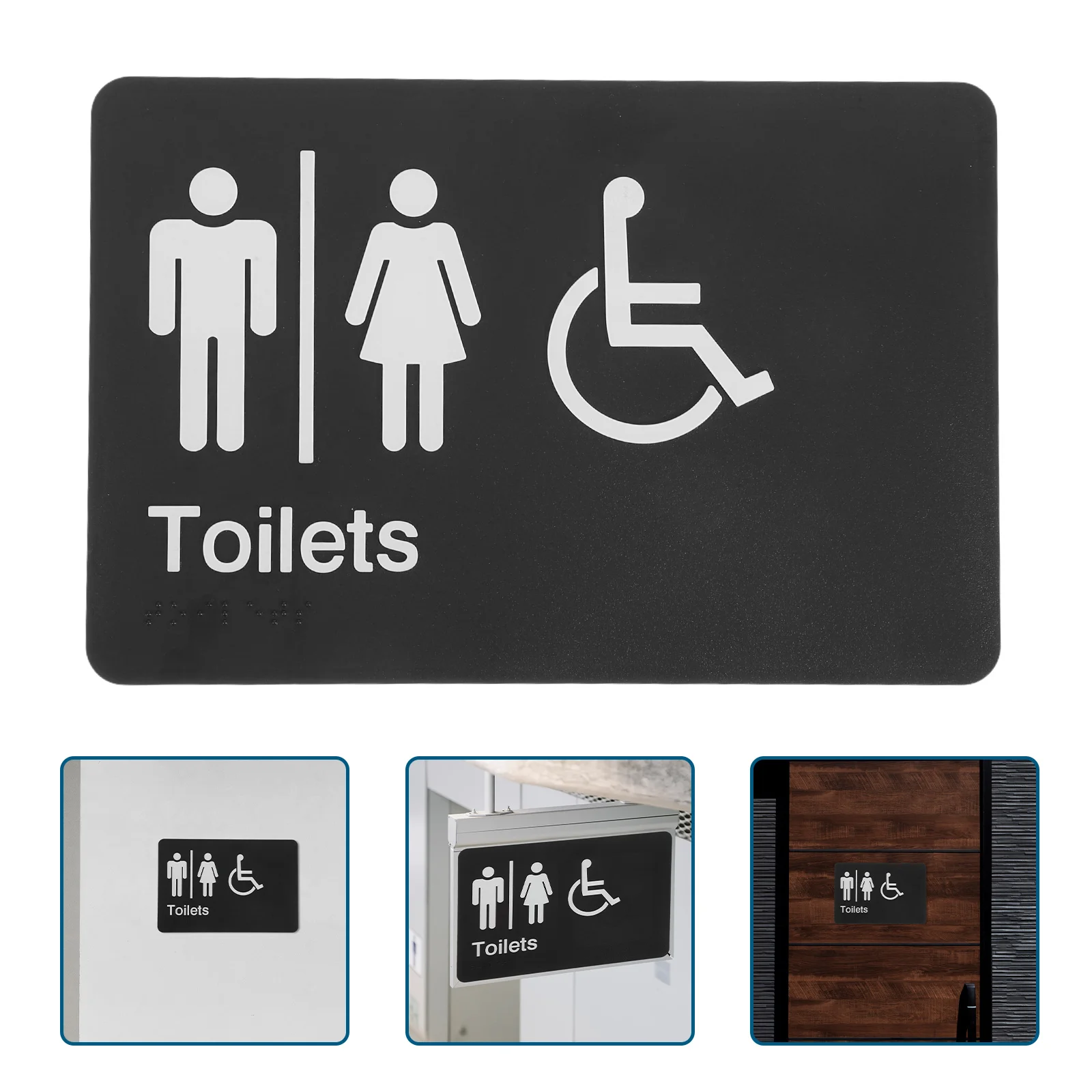 Braille Restroom Signboard Bright Colors Clear Markings Unisex All Gender Door Sign Washroom Handicap Guiding Signage