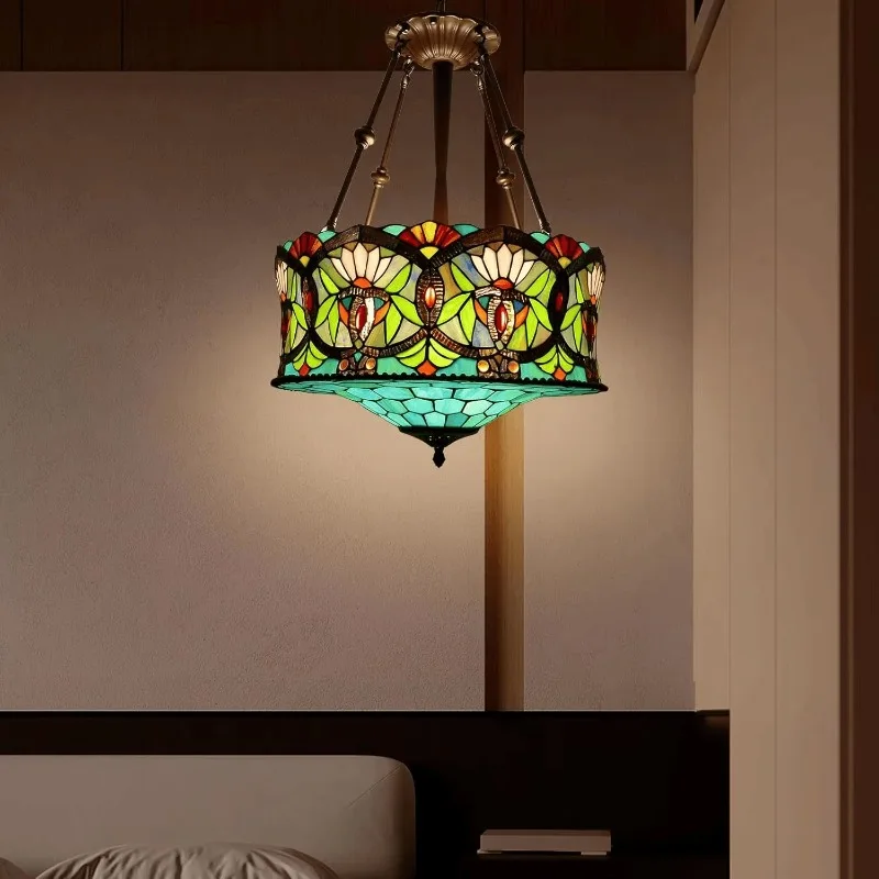 Mediterranean chandelier French old Shanghai retro pastoral balcony study baroque glazed shell lamp